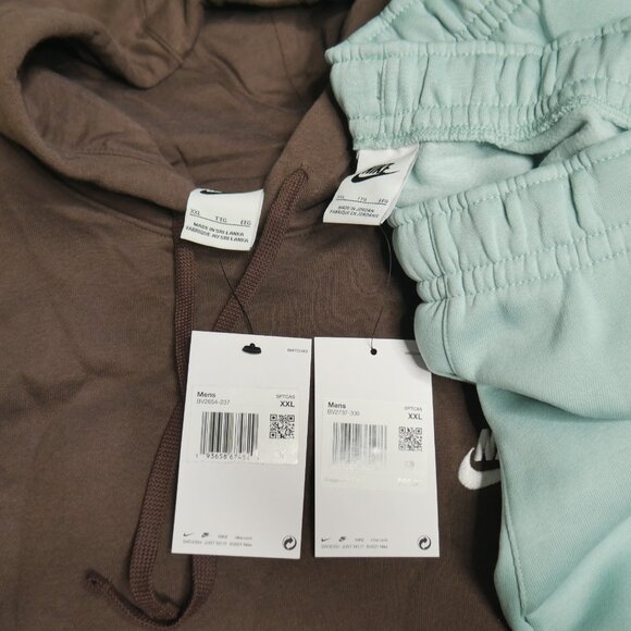 Nike Club Sweatsuit Fleece Tracksuit Men's Size 2XL Brown Turquoise Gift Set NEW - Picture 14 of 16